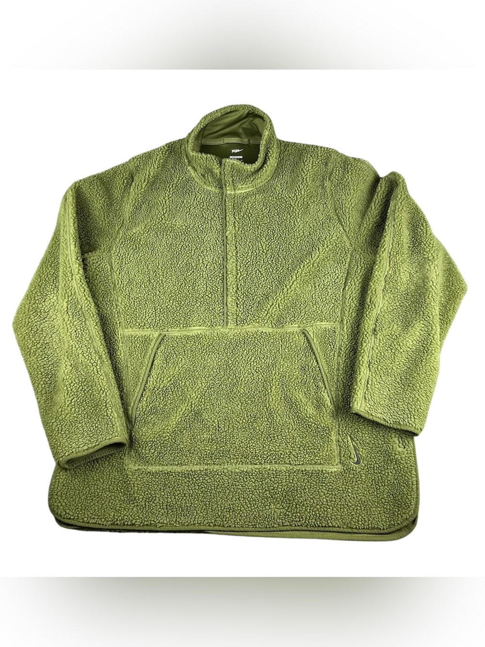 Nike Mens Yoga Pinnacle Sherpa Fleece Pullover Sweatshirt Olive Green DD2182-326